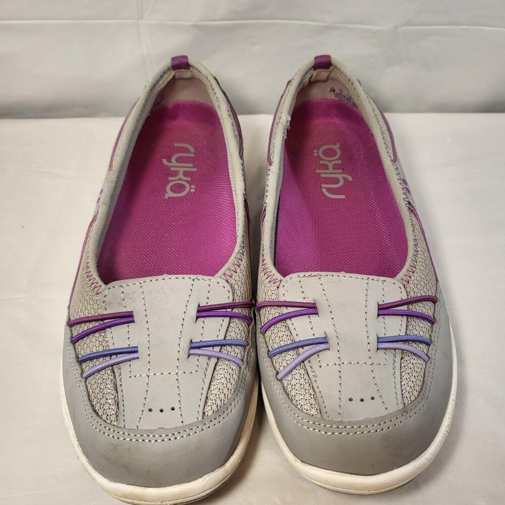 Ryka Tango Slip on Sneaker Leather Size 8 Grey/Purple - Picture 2 of 9